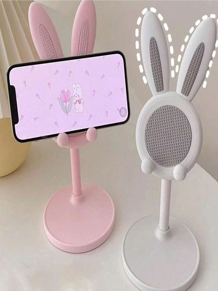 Suporte de mesa ajustável em formato de coelho (1 unidade), ideal para escola, casa e para tirar selfies. - Multicolorido - Ver 1