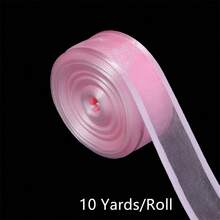 Ruy băng vải organza mỏng, khổ rộng 10 thước/cuộn, thích hợp để gói quà trang trí ngày lễ, ruy băng voan nhiều màu 25mm. - Ruy băng lưới - Xem 14
