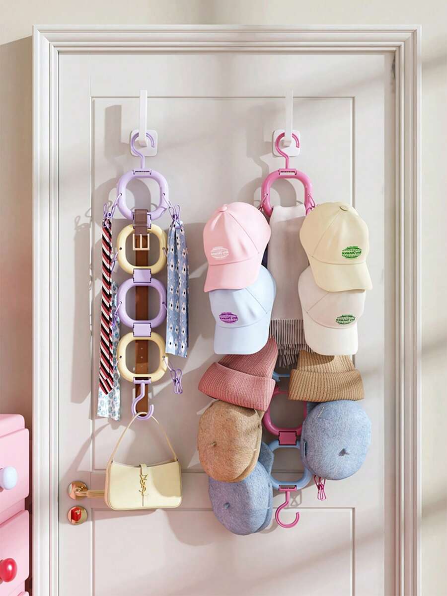 1pc Plastic Hat Rack Hat Storage, Circular Scarf Rack Hat Organizer With Clips Suitable Baseball Cap Hooks/Children's Room Storage Rack - Multicolor - View 1