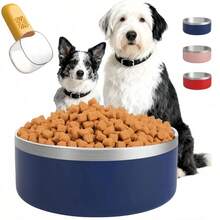 Dog Bowls Small Sized Dogs - Medium Sized 1.2l/42oz Double Layer Stainless Steel Outdoor Dog Bowl, Puppy Insulated Food Bowl, With Non - Slip Bottom And 1pc 8oz Food Scoop Blue, 42 Oz - 藍色 + 42 盎司 - 查看 2