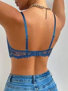 Temptuelle Sujetador con aros de encaje de moda para mujer Peach Girl - Con efecto moldeador, anti-caída, realce del busto, sexy y cómodo, para uso durante todo el día - Azul - Ver 5