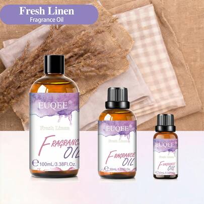 EUQEE 清新亚麻香氛精油 10/30/100ml，1瓶装，适用于藤条香薰、加湿器、DIY蜡烛和肥皂制作，优质精油，可用于家居香薰、室内喷雾、保湿护肤、车载香氛，生日/节日/圣诞节礼物