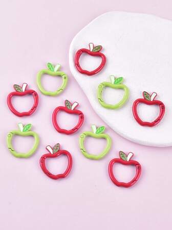 10개/팩 메탈 사과 모양 랍스터 걸쇠 후크 키링 회전 키체인 버클 DIY 쥬얼리 제작 키 링 체인 액세서리용