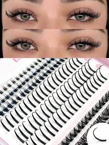 Asiteo 468片装DIY假睫毛，5种款式，大容量睫毛册，D卷度簇状假睫毛，柔软蓬松，佩戴舒适，60D/80D/100D 3D浓密尖刺睫毛及下睫毛，假睫毛，可重复使用，配有睫毛刷和镊子，适用于日常妆容、派对、约会等场合，也是馈赠佳品。