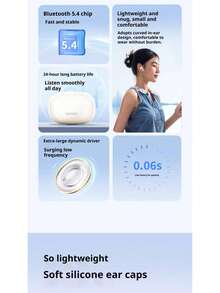 Lenovo Tai nghe Bluetooth không dây TA210 - Thời lượng pin siêu dài, Tai nghe thể thao nhét tai, Khử tiếng ồn chủ động ENC, Giảm tiếng ồn cuộc gọi thông minh với bốn micrô, Màu trắng/Trắng ánh trăng, Đen - Thiết kế quà tặng - màu đen - Xem 7