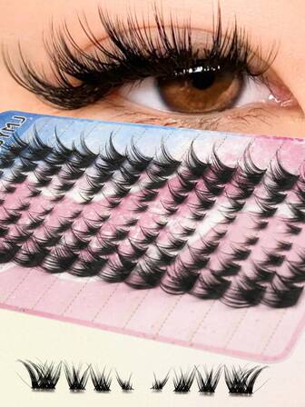 Wispy Fluffy Individual Lash Clusters, 13 Rows Clusters Lash Kit, D-Curl Soft Lightweight False Lashes, Christmas Gift, Cute Small Gift For Women, Travel Essential Easy To Carry, Reusable For Daily & Party Makeup