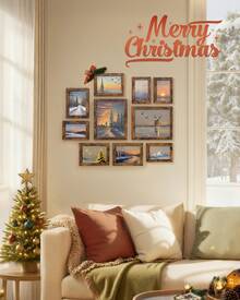 SONGMICS Picture Frames, 10 Pack Collage Picture Frames With Two 8x10, Four 5x7, Four 4x6, Photo Frame Set For Wall Gallery Decor, Hanging Or Tabletop Display, Clear Glass Front, Rustic Brown, Wall Decor - 咖啡棕 - 查看 1