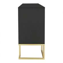Modern 3-Door Sideboard With Adjustable Shelves, U-Shaped Cabinet Doors, Metal Handles And Base For Dining Room And Kitchen (Navy Blue) - 黑色 - 查看 10