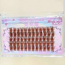 Colorful False Eyelashes, 3-Segment Fluffy Design, European Anime Style, DIY Single Cluster, Vibrant Punk Color, Suitable For Halloween Eye Makeup And Cosplay Props, C-Curl Thick Eyelash Extensions - C - View 14