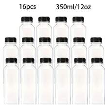12pcs, 8oz Plastic Juice Bottles With Lids, 4oz, 5oz, 12oz, 16oz Reusable Beverage Bottles, Mini Fridge Bottles, Plastic Mini Juice Containers For Juicing, Smoothie Making, Tea And Homemade Drinks