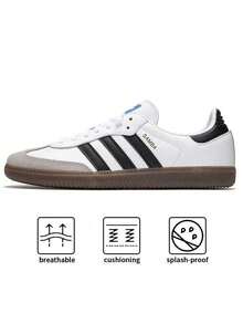 Adidas Originals Women's Shoes, Simple Retro Sneakers, SAMBA OG Outdoor Casual Shoes, German Training Shoes, Low-Top Three-Stripe Women's Shoes, Skateboard Shoes, Daily Commuter Shoes, B75806 - White/Black/Light Gray - View 2