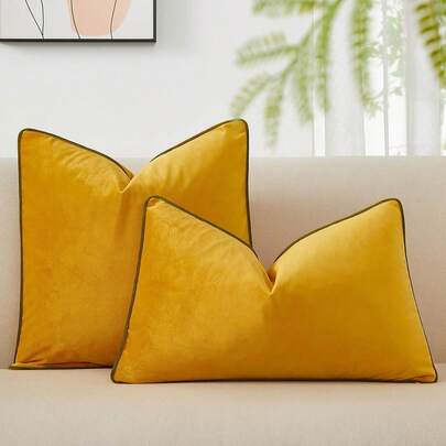 1pc Plush Decorative Pillow Case With Piping And Invisible Zipper, Suitable For Home Sofa Living Room Decor