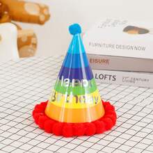 Colorful Stuck Ball Birthday Hat, Creative Triangle Hat Birthday Party Festive Atmosphere Decoration Props,Multiple Styles To Choose - Multicolor - View 14