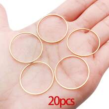 20/30个黄铜连接环圆形框架吊坠环饰品连接器空心底座圆形吊坠，适用于DIY珠宝耳环项链制作 - 彩色 - 查看 19