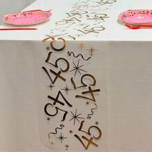 1pc Rose Gold Number Birthday Table Runner, 45th Birthday, 11.02*108.27/196.85/393.7 Inches, Birthday Party Decoration, Anniversary Retirement Party Supplies, Birthday Celebration, Party Supplies, Father's Day, Mother's Day - Rose Gold - View 6