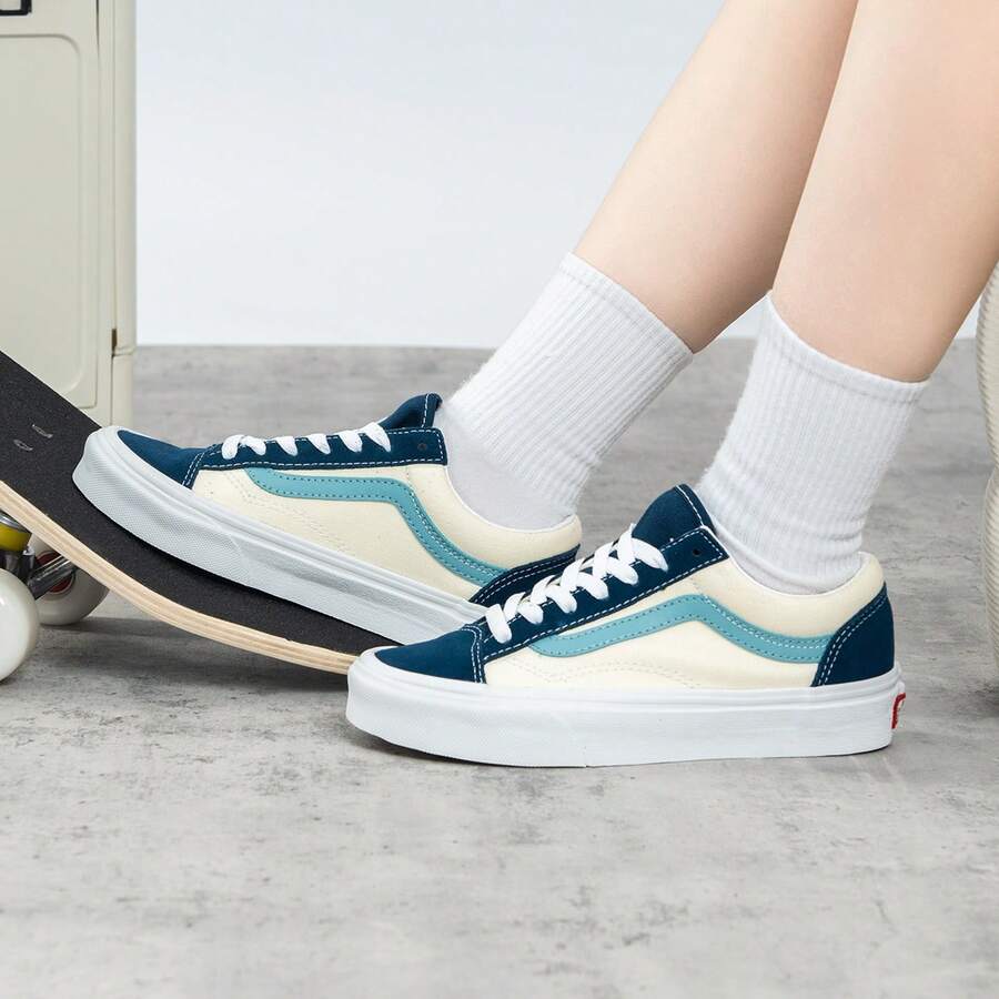 Vans 2026 春季新款 36 复古撞色低帮休闲运动鞋,男女通用 - 藍白色 - 查看 1