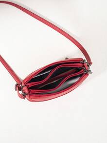 1pc Black Crocodile Embossed Large Capacity Multi-Layer Crossbody Bag For Women, Commuting - Red - View 5