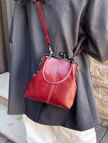 2026 New Fashion Retro PU Material Handbag, Detachable Women's Shoulder Bag With Button Closure Wallet. - Đỏ - Xem 7
