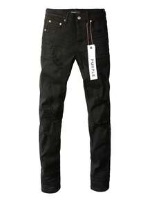 Men Slim Fit Skinny Ripped Distressed Jeans Fashion Denim Pants With Holes Vintage Style Stretchable Comfortable Casual Wear For Daily Outfits  Streetwear - màu đen - Xem 1