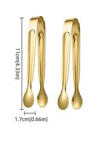 1/3/5/10Pcs Gold Stainless Steel Tongs Small Serving Tongs For Sugar Cubes, Ice Cubes, Mini Fruits, Candies, Suitable For Kitchen, Restaurant, Cafe, Afternoon Tea, Dessert, Party, Birthday Decoration, For Outdoor, Camping - Gold - View 6