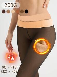 Quần tất lót nhiệt 220g, cạp cao, giả trong suốt, dày dặn, ấm áp, nhiều màu sắc trong suốt, phù hợp với mọi màu da. Có 6 kích cỡ, phù hợp với người cao lớn ở Châu Âu và Châu Mỹ. - màu đen - Xem 9