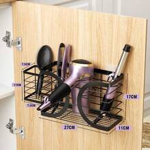 GOOVILLA Hair Tool Organizer Rack, Wall-Mounted/Countertop Storage For Hair Dryer Curling Iron Comb, Bathroom Counter Organizer - 黑色 - 查看 2