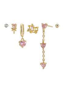 Shescity 6只时尚可爱心形立方氧化锆单只耳环，适合女性日常佩戴 - 金黃色2FT004 - 查看 5