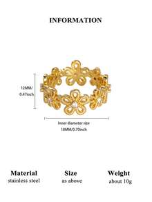 Nhẫn Zirconia hình hoa, mạ vàng 18K, làm từ thép không gỉ, thích hợp cho nữ/mẹ, có size 7 và 8, trang sức cưới/phụ kiện ngày lễ, quà tặng Ngày Valentine và Ngày của Mẹ. - Nhiều - Xem 16