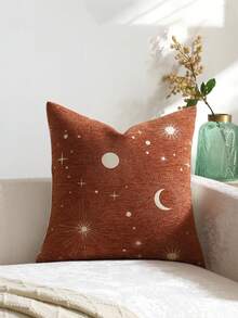 1 件锈红色（不含枕芯）星月图案抱枕套，现代舒适雪尼尔+金线提花面料，斋月节日装饰抱枕套，适合日常家居装饰、沙发、床、卧室、斋月节日装饰，四季皆宜 - Rust - 查看 9