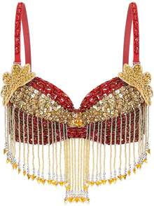 1 chiếc áo croptop múa bụng đính sequin dành cho nữ, áo lót đính sequin, thích hợp cho các lễ hội âm nhạc và hộp đêm, có nhiều màu sắc, một cỡ phù hợp với cúp ngực 36/80B. - Nhiều màu - Xem 17