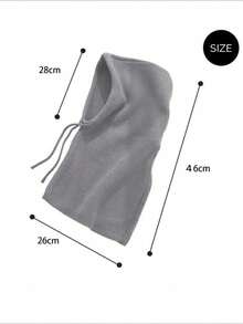 新品 | 二合一针织连帽围巾，冬季保暖加厚羊毛围巾，时尚百搭的脸部修饰配饰 - 卡其色 - 查看 3