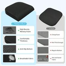 Large Cushion, Foam Cushion Long Sitting Hours On Office Chair, Car, Non - Slip Chair Pad Sciatica, Coccyx, Tailbone - Surgery Recovery Black - 黑色 + 大號 - 查看 5