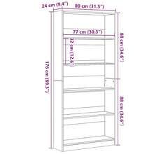 Bibliothèque vidaXL aspect chêne noir 80 x 24 x 176 cm, matériau à base de bois - Tabac - Voir 9