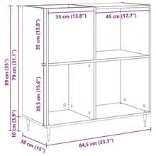 Mobile per dischi vidaXL, effetto rovere nero, 85 x 38 x 89 cm - nero - Visualizzare 10