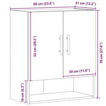Armario de pared vidaXL, roble artesanal, 60x31x70 cm, material a base de madera. - Marrón - Ver 11