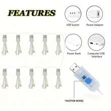1 串 59.06 英寸 50LED/118.11 英寸 100LED/236.22 英寸 200LED-USB 仙女灯串，室内灯，具有 8 种照明模式，适用于房间装饰、花园、露台、派对、圣诞装饰、庭院、商店、酒店室内装饰 - 白色 - 查看 12