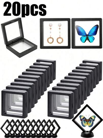 Bộ 20 hộp trưng bày bằng nhựa PE trong suốt chống oxy hóa, thích hợp để đựng mặt dây chuyền, vòng cổ, vòng tay, nhẫn, tiền xu, bông tai, trâm cài, đồ trang sức cần thiết khi đi du lịch và hoạt động ngoài trời.