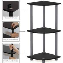 Furinno Giro 'n 'Tube 3-Tier Esquina visualización Rack Multiusos estantería - Negroygris - Ver 5