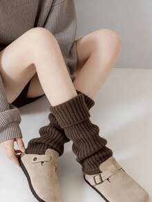 1 Pair Of Women's Socks Piled Up, Warm And Slimming Calf Socks In Autumn And Winter, Anti Slip Pile Up Mid Tube Socks - Chunky Knit Socks - View 14