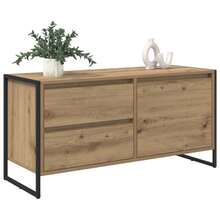 Larryhot Mobile TV con cassetto Rovere Artigianale 100 x 36 x 49.5 cm,Robusto e durevole, facile da montare, la scelta ideale per l'arredamento della casa - Castano - Visualizzare 3