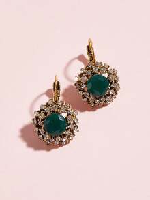 2 piezas de pendientes redondos con incrustaciones de rhinestone, aptos para uso diario - diamantes de imitación - Ver 5