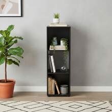 Ecommerc3 MOBLEKIT | Modular Wooden Shelves With Different Compartments And Door Options, Bookcases And Storage Furniture For Bedroom, Kitchen Or Entryway - Negro - 3 Comp | 31*29.7*91.2cm - View 4