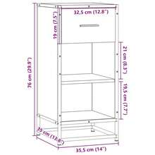 Buffet vidaXL aspect chêne brun 35,5 x 35 x 76 cm, matériau à base de bois et métal - Tabac - Voir 9