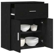 Credenza vidaXL in rovere nero, 60 x 31 x 70 cm, realizzata in materiale a base di legno. - nero - Visualizzare 1