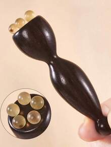 1pc Rose Wood Eye Corner Massager, Face Cream Stick, Lotus Seed Eye Massager, Genuine Sandalwood Eye Acupressure Massager, Soothing Eye Care Stick, Small Lotus Pod Eye Muscle Massager, Facial Massager, Facial Beauty Acupressure Massage Stick, Skincare Stick, Eye Massager - Multicolor - View 2