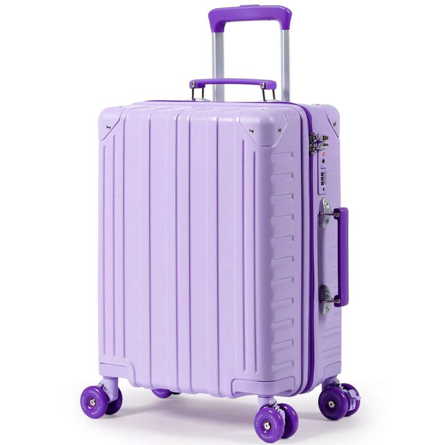 20 Inch Carry On Suitcase, Lightweight PC Hard Shell Travel Luggage Cabin Suitcase With Wheels & TSA Lock - Purple - Purple + Dark Purple - View 1