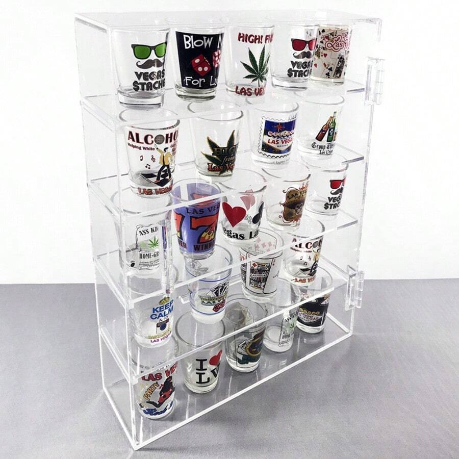 5-Tier Clear Acrylic Wall Display Case Mounted Cabinet Storage Organiser Rack - Clear - View 1