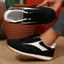 Spring Fall Outdoor Office Work Sport Tennis Shoes Women Sneakers Low Top Comfortable Casual Running Breathable Classic Walking Trainers Chunky Shoes Sneakers Shoes - 黑色 - 查看 6