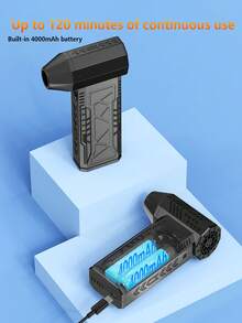 Electric Air Duster Portable Cleaning Blower Turbo Jet Fan, 200000RPM 4-Gear Adjustable Compressed Air Duster With Light, Rechargeable Brushless Motor Air Blower For Cleaning Car Seats/Snow Removal, Computer Case/Keyboard, Sofa/Window Gaps Dust Blowing, Suitable For Outdoor/Home Use - Black - View 9