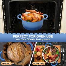 5QT/7QT Cast Iron Dutch Oven With Lid, Enameled Cast Iron Dutch Oven With Lid And Dual Handles, Heat Resistant To 500°F (Approx. 260°C) For Cooking, Baking, Stewing, Healthy And Durable, Oven And Stovetop, Non-Stick, Easy Clean - Blue - View 10